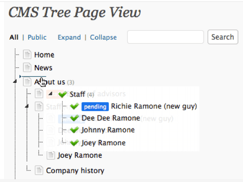 CMS Tree Page View