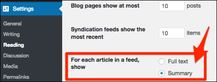 Display RSS feed in summary