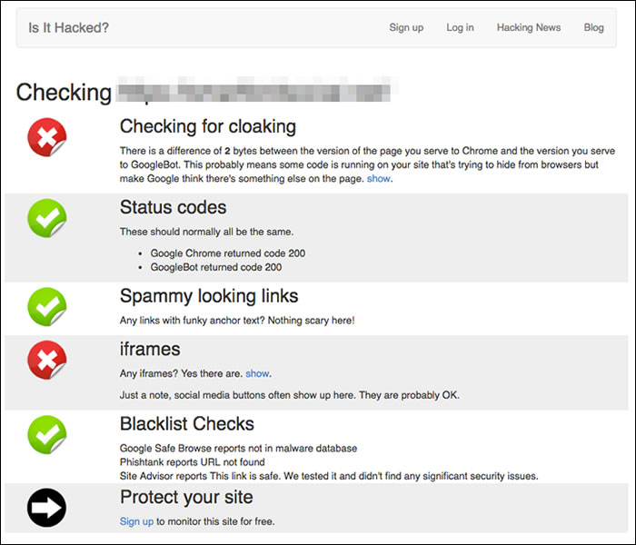 How to Know if You Need WordPress Malware Removal - Is It Hacked? checks your site