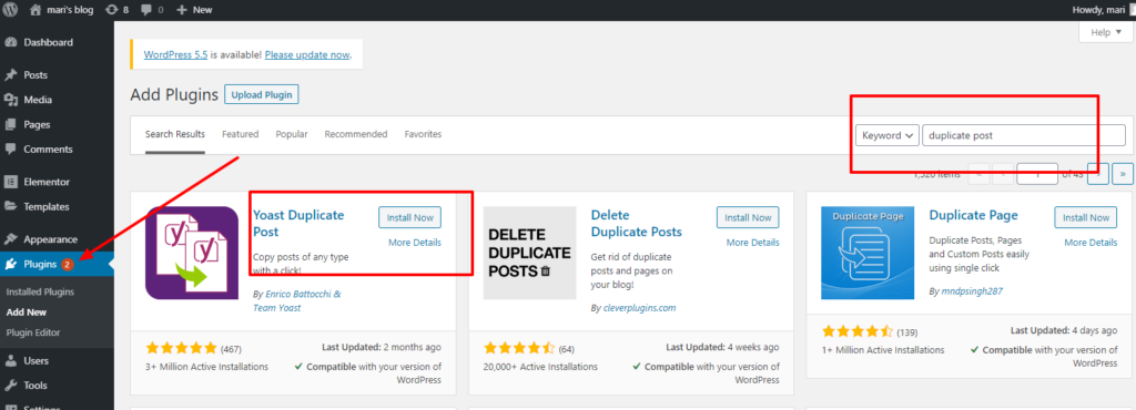 WordPress duplicate post plugin installation