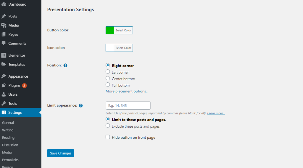 advanced level settings