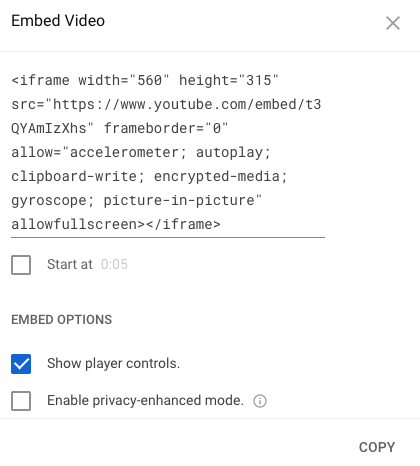YouTube HTML Embed Code